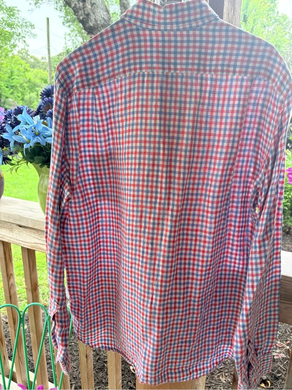J. Crew Irish Linen by Baird McNutt Gingham Button Front Long Sleeve Shirt L